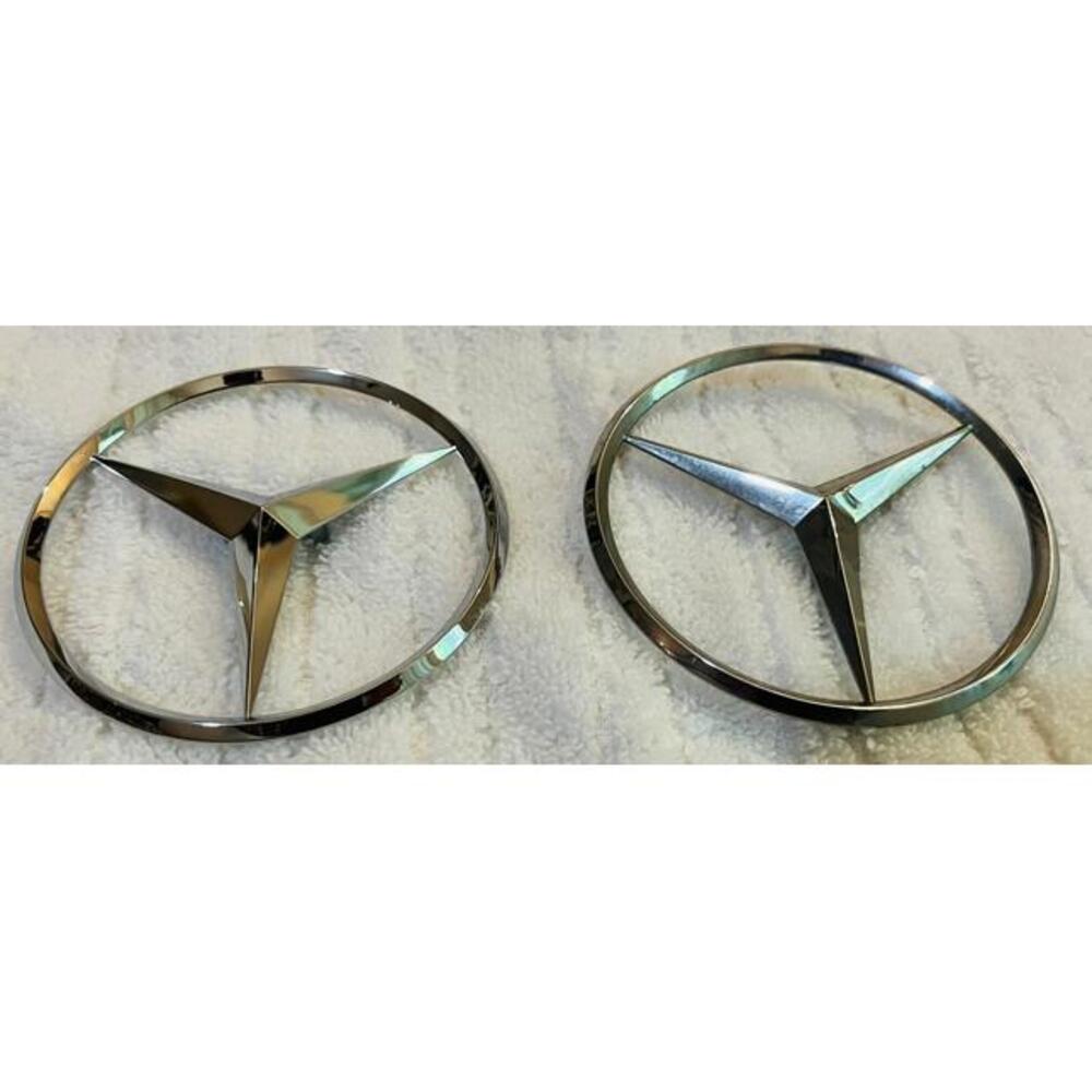Set Of 2 Mercedes-Benz OEM Chrome 3 3/8" Emblem Badge Logo Nameplate Insignia